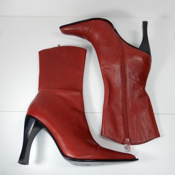 Jeffrey Campbell Be Bold Western Boots Size 5 Red Distressed Leather NEW $280 - Picture 10 of 12